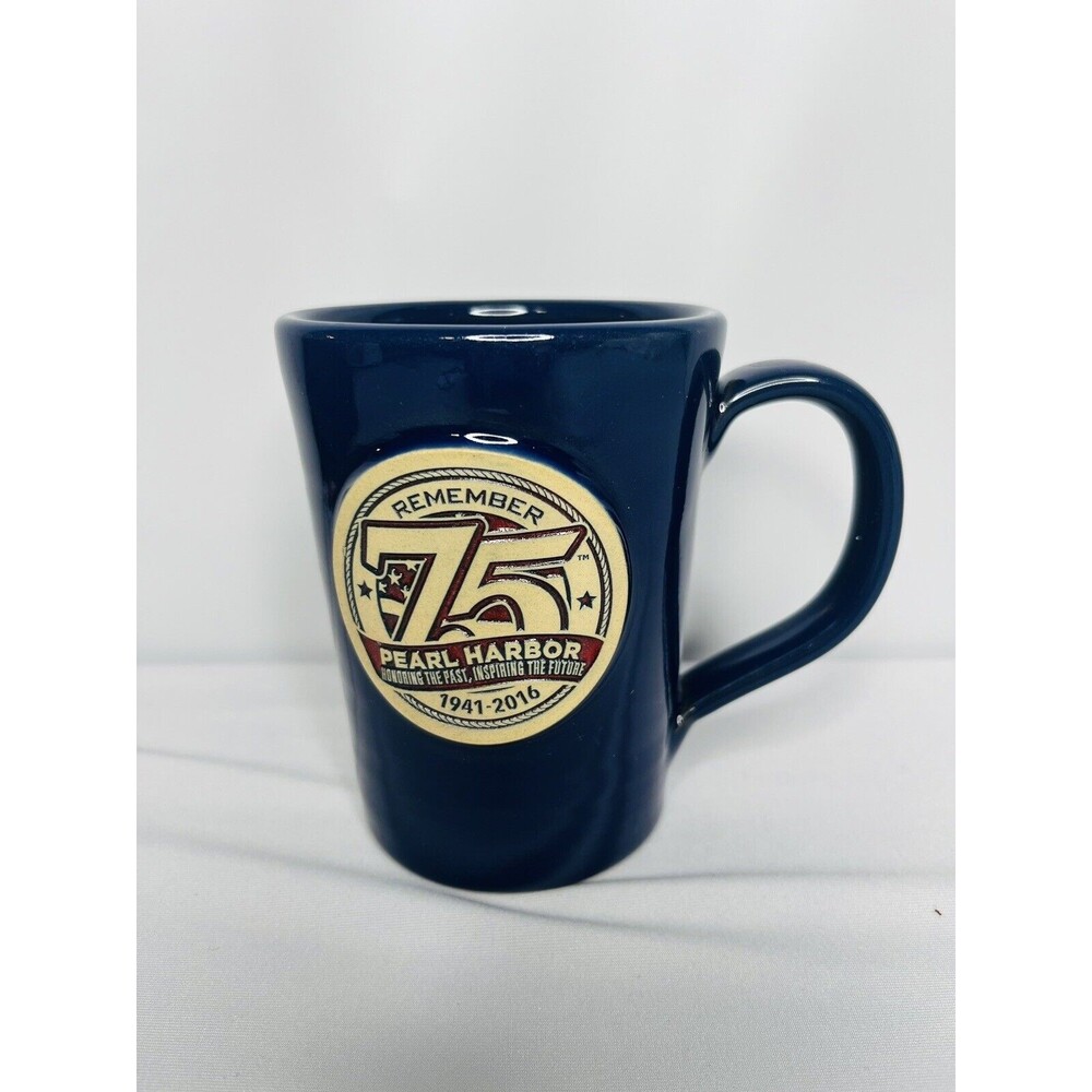 Deneen Pottery Blue Mug Remember 75th Pearl Harbor Handthrown WWII 1941-2016 Cup